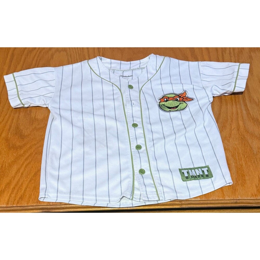 Nickelodeon Teenage Mutant Ninja Turtles Michelangelo Baseball Jersey Shirt Whit
